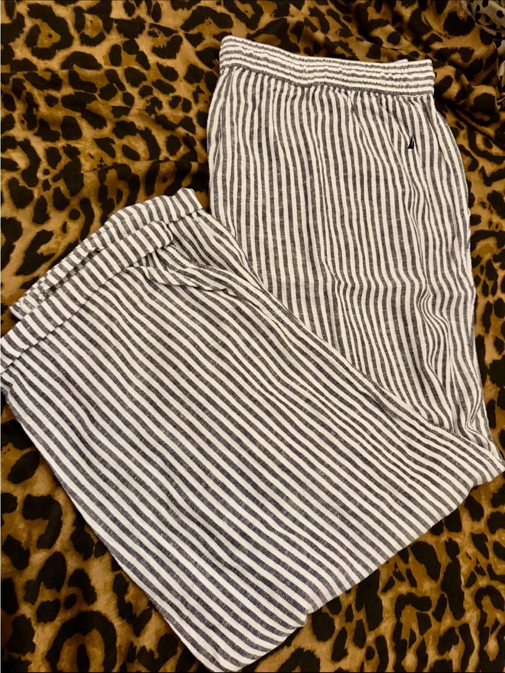 Nautica Striped Drawstring Pants - Relaxed Fit Navy/White (Size XXL)